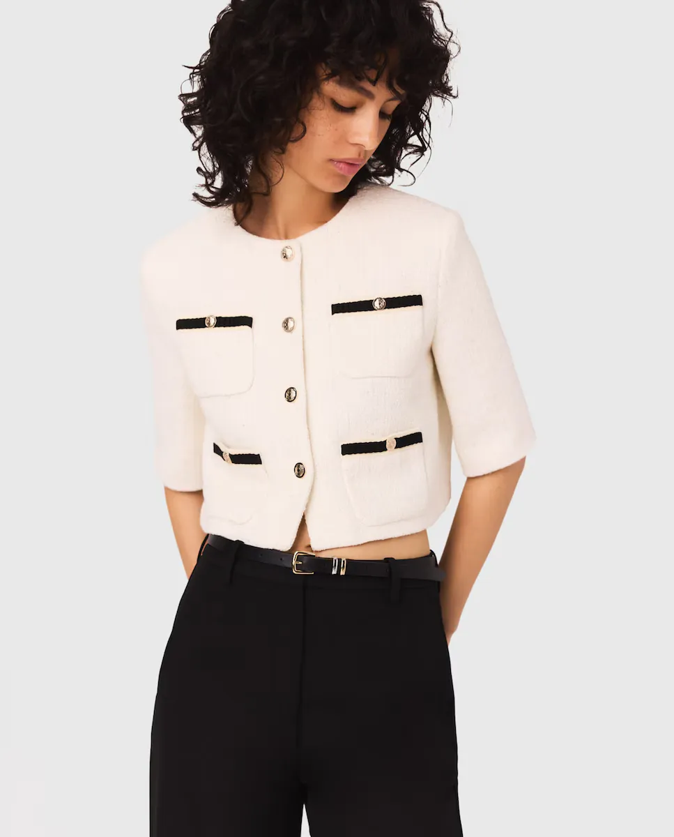 Женская короткая твидовая куртка с люрексом Maje, белый
Женская короткая твидовая куртка с люрексом Maje, белый