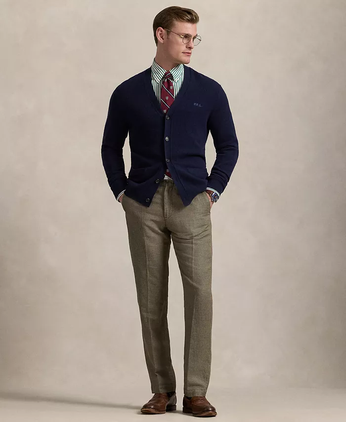 Мужские брюки прямого кроя в клетку "гусиная лапка" из твила Polo Ralph Lauren, коричневый 
Мужские брюки прямого кроя в клетку "гусиная лапка" из твила Polo Ralph Lauren, коричневый