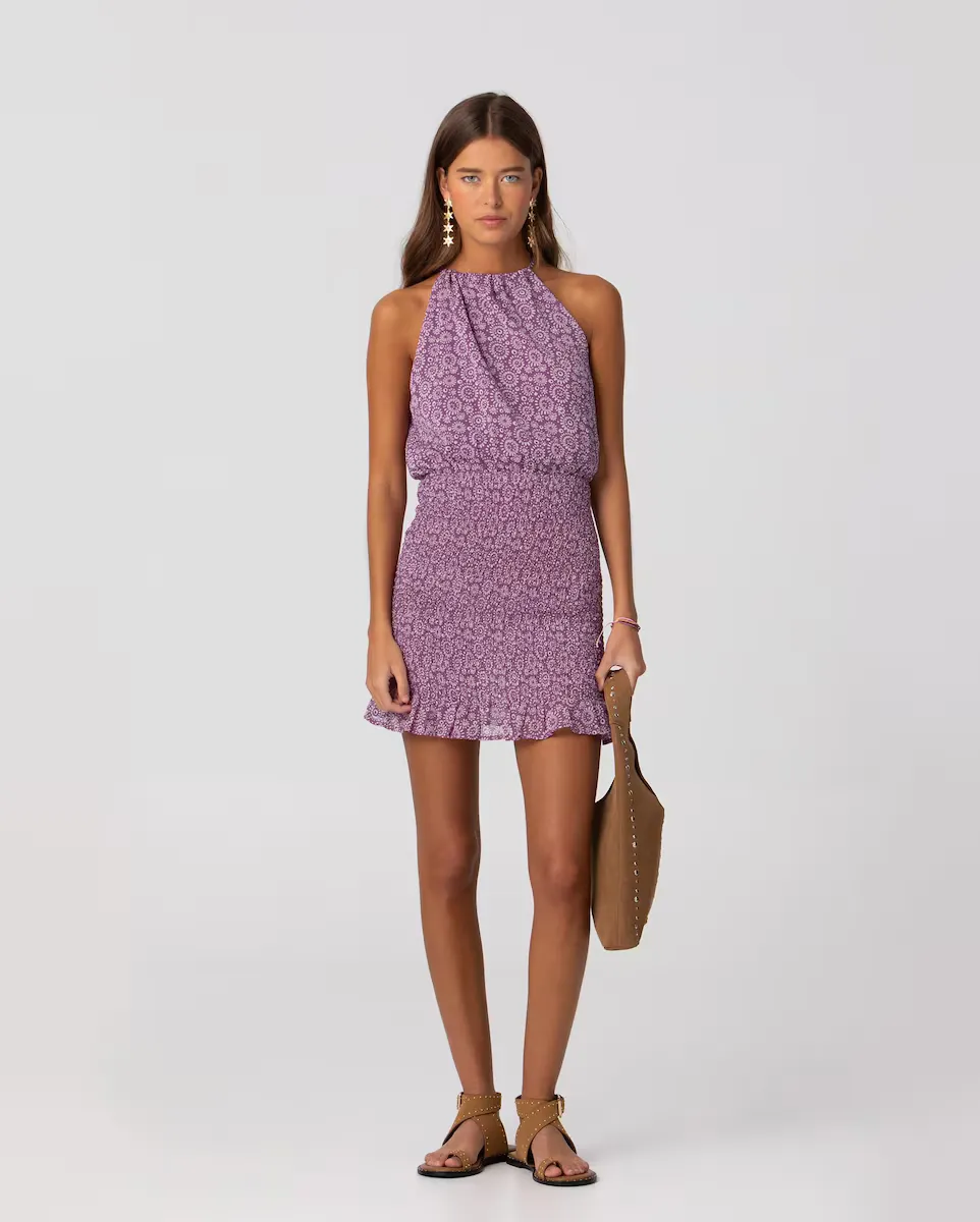 Мини-платье с принтом и рюшами в нижней части Noon, фиолетовый
Мини-платье с принтом и рюшами в нижней части Noon, фиолетовый