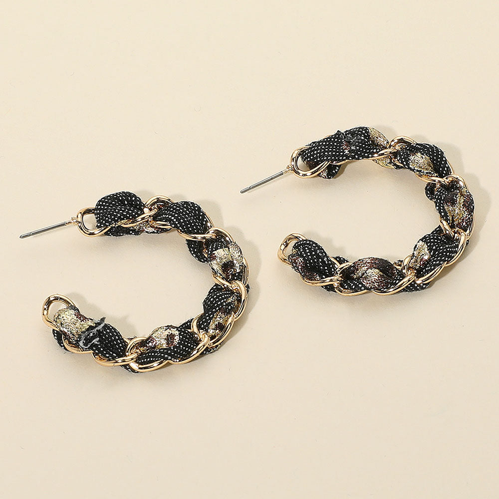 Серьги-кольца из тканевой цепочки Fashnzfab, черный/золотой
Серьги-кольца из тканевой цепочки Fashnzfab, черный/золотой