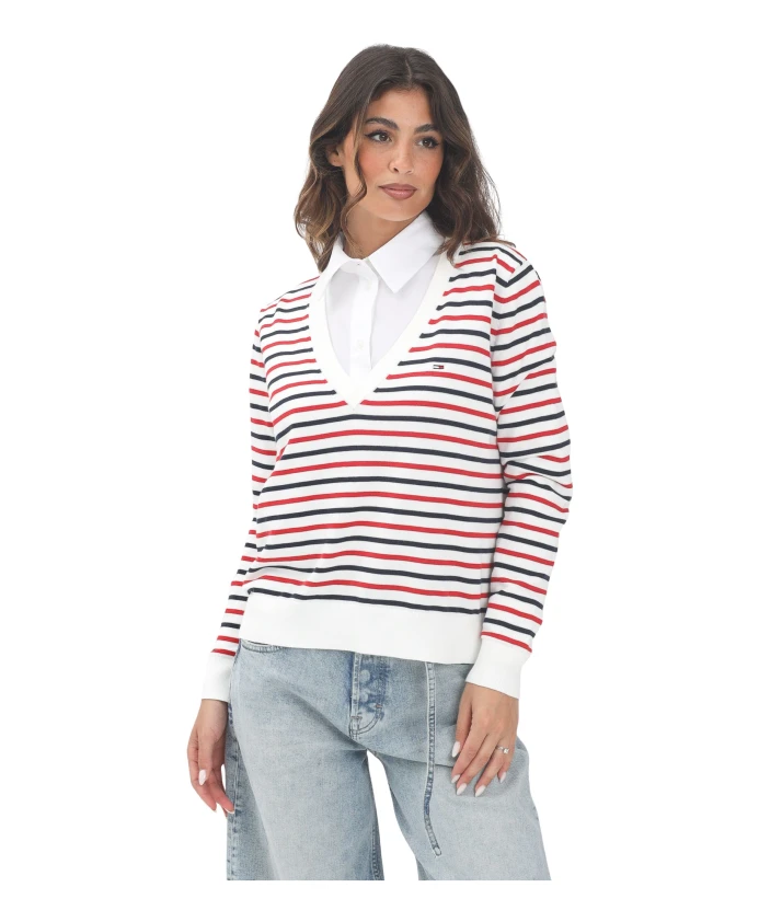 Полосатый свитер с V-образным вырезом Tommy Jeans, мультиколор
Полосатый свитер с V-образным вырезом Tommy Jeans, мультиколор
