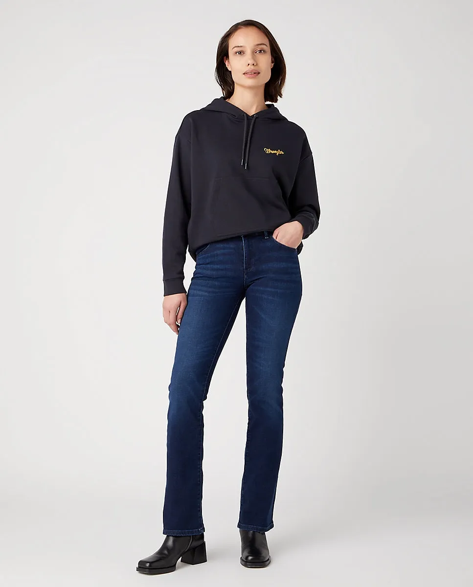 Женские расклешенные джинсы средней посадки темно-синего цвета Wrangler, синий
Женские расклешенные джинсы средней посадки темно-синего цвета Wrangler, синий