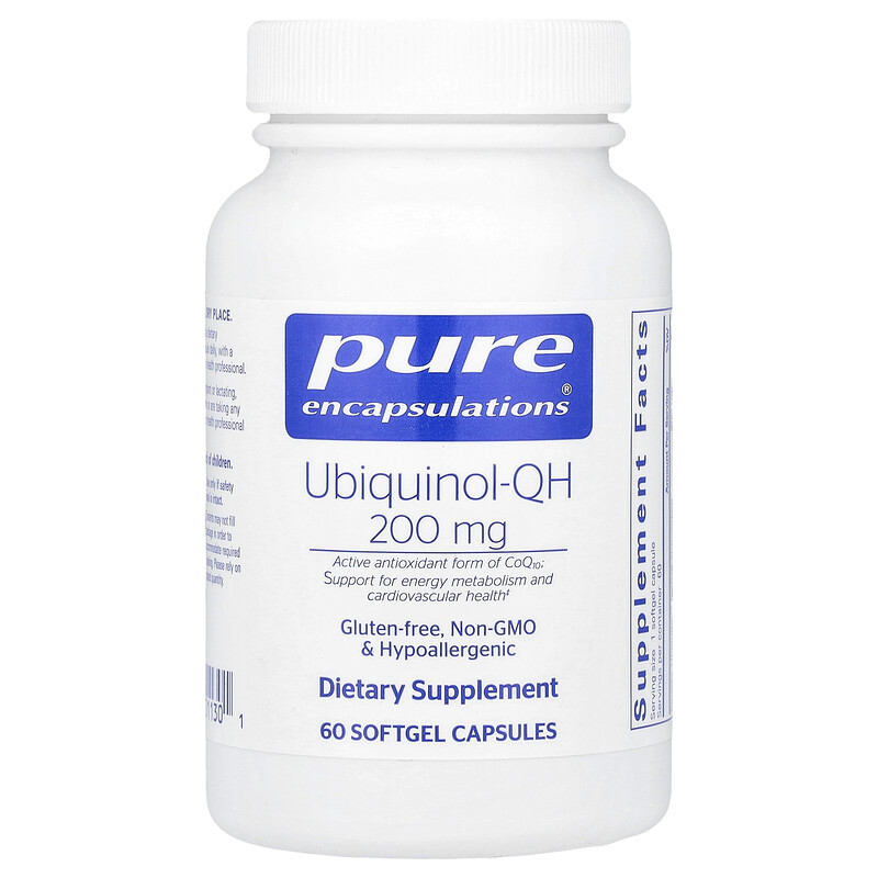 Pure Encapsulations, Ubiquinol-QH, 200 мг, 60 мягких капсул
Pure Encapsulations, Ubiquinol-QH, 200 мг, 60 мягких капсул