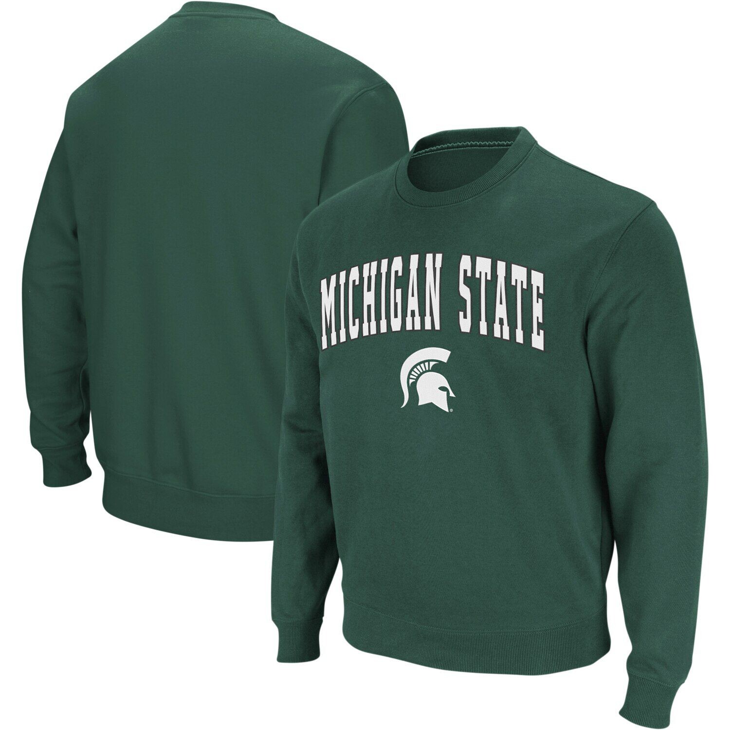 Мужской зеленый свитшот с круглым вырезом Michigan State Spartans Arch & Logo Colosseum
Мужской зеленый свитшот с круглым вырезом Michigan State Spartans Arch & Logo Colosseum