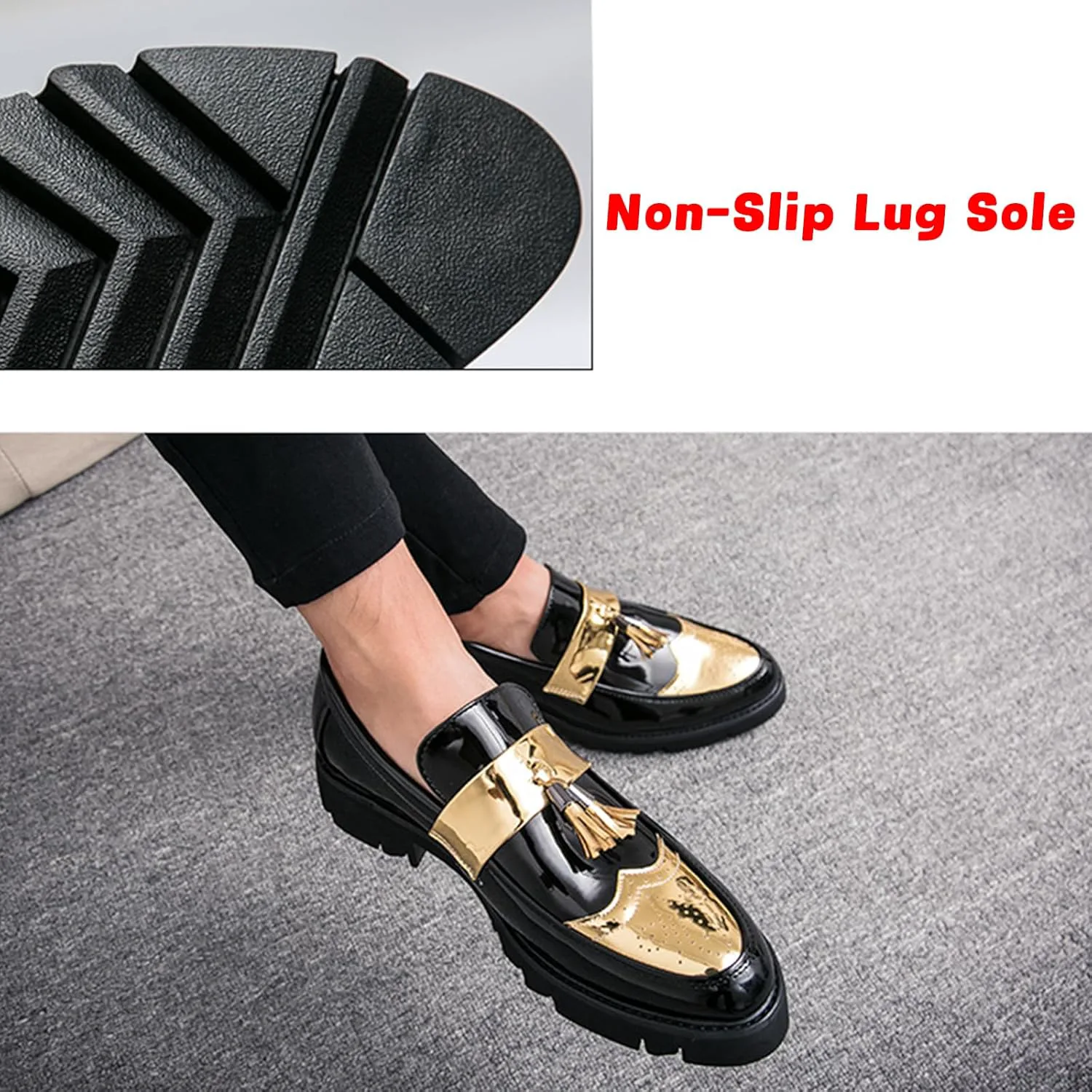 Мужские лоферы на платформе из лакированной кожи без шнурков с монетным карманом, модные туфли с круглым носком и кисточками, с противоскользящей подошвой, для вечеринок, свиданий и выпускных ETORYOOX, серебряный
Мужские лоферы на платформе из лакированной кожи без шнурков с монетным карманом, модные туфли с круглым носком и кисточками, с противоскользящей подошвой, для вечеринок, свиданий и выпускных ETORYOOX, серебряный