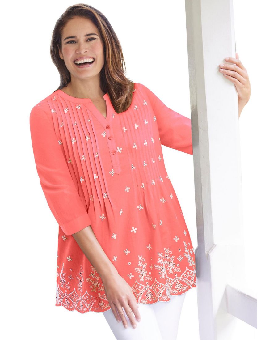 Женская туника больших размеров с вышивкой и складками Woman Within, Sweet coral eyelet embroidery
Женская туника больших размеров с вышивкой и складками Woman Within, Sweet coral eyelet embroidery