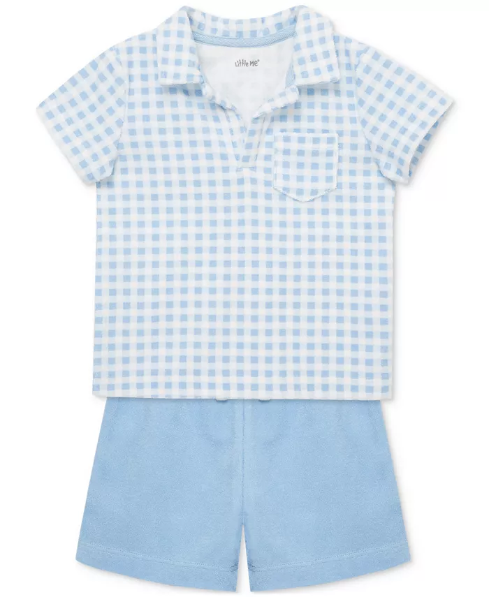 Детский комплект для мальчиков: поло и шорты из гингема с махровой тканью, 2 предмета Little Me, синий
Детский комплект для мальчиков: поло и шорты из гингема с махровой тканью, 2 предмета Little Me, синий