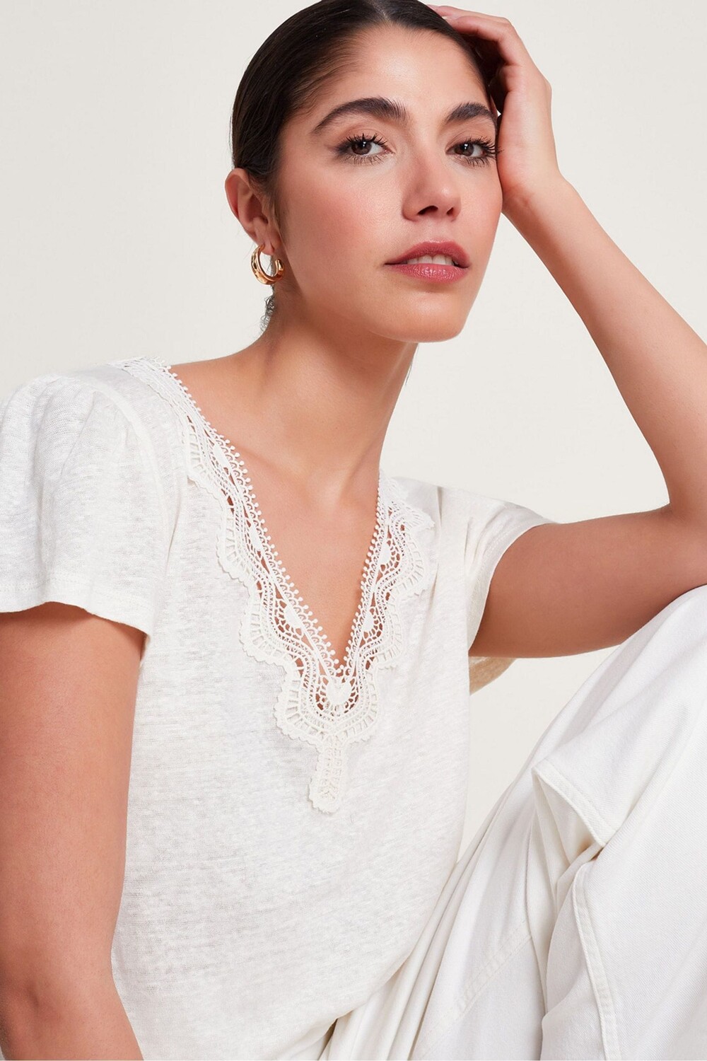 Льняная блузка из лисы с кружевом Monsoon, белый
Льняная блузка из лисы с кружевом Monsoon, белый