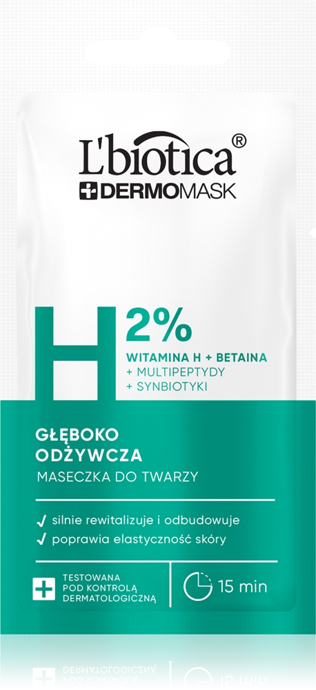 Dermomask h 2% глубоко питательная маска для лица L’Biotica, 8 мл
Dermomask h 2% глубоко питательная маска для лица L’Biotica, 8 мл