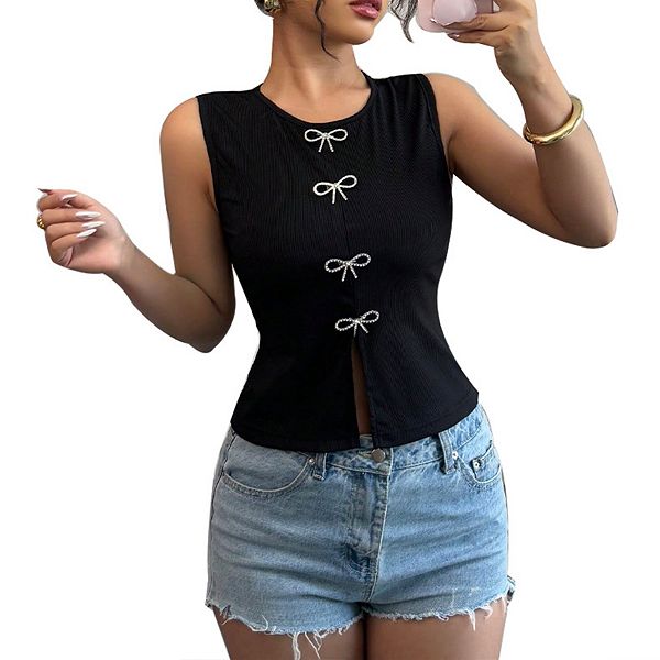 Женский повседневный топ без рукавов с V-образным вырезом и разрезом спереди Clearflower, Black
Женский повседневный топ без рукавов с V-образным вырезом и разрезом спереди Clearflower, Black