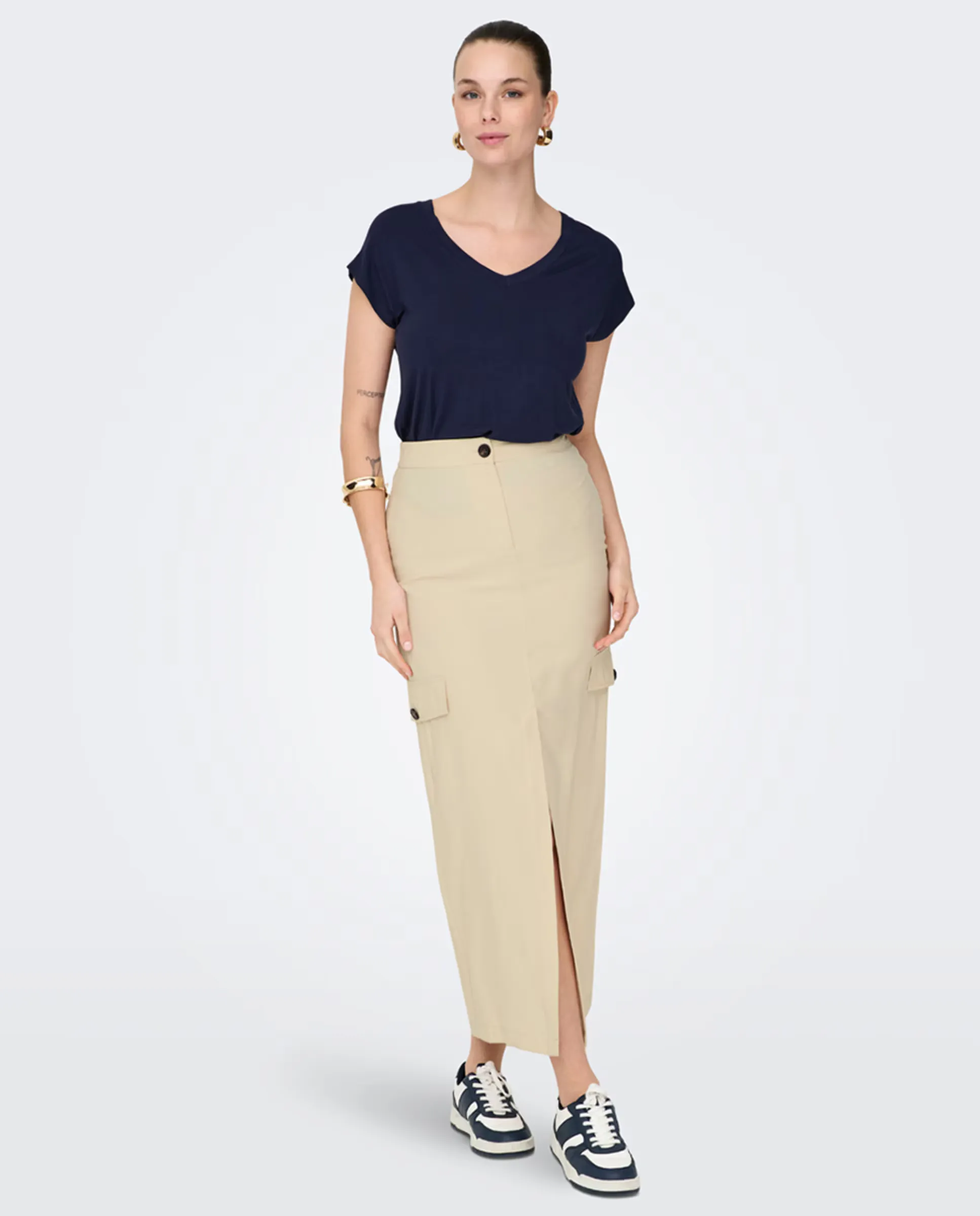 Длинная юбка карго jdy, бежевый 
Длинная юбка карго jdy, бежевый