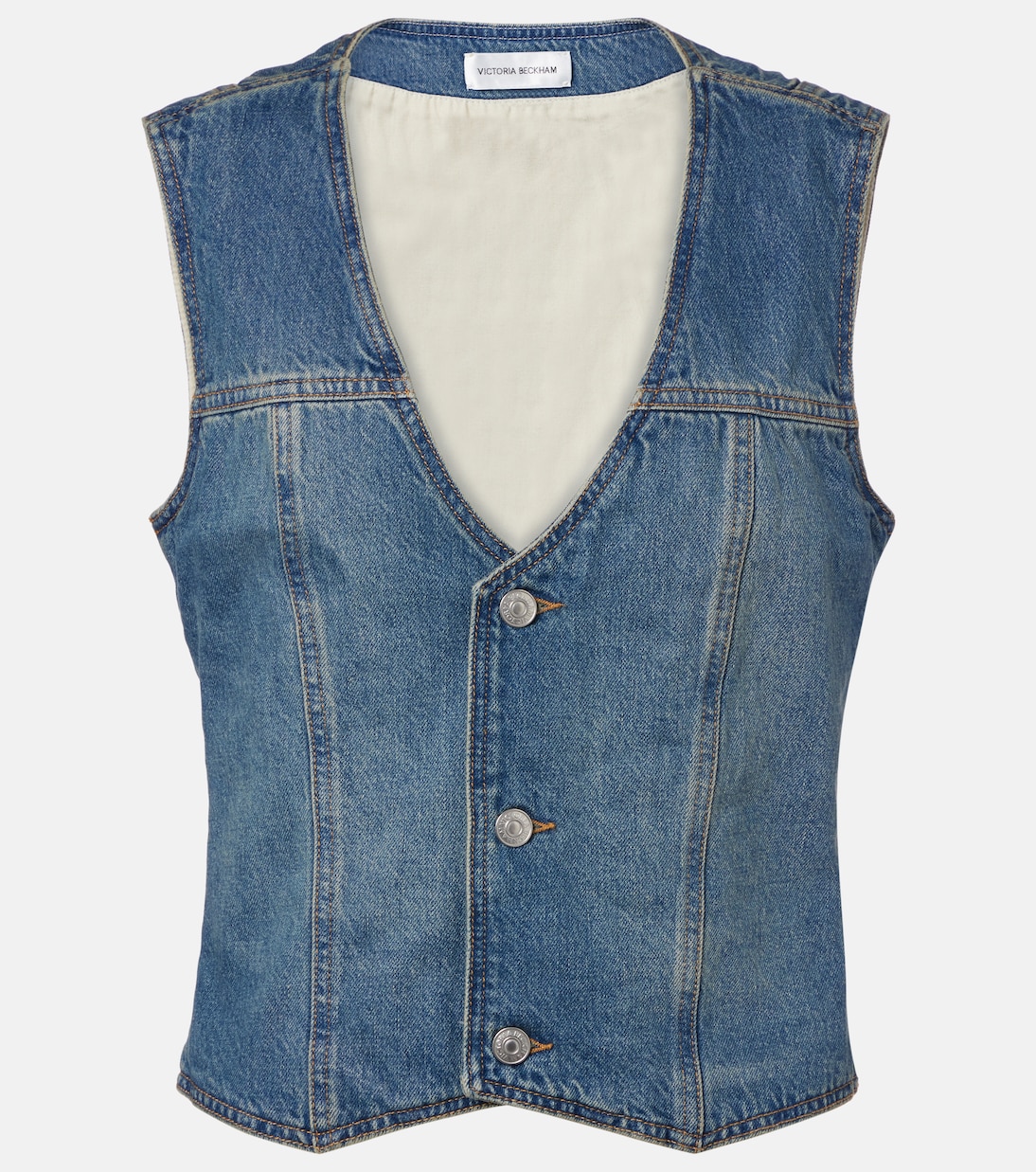 Джинсовая жилетка Victoria Beckham, Washed Blue
Джинсовая жилетка Victoria Beckham, Washed Blue