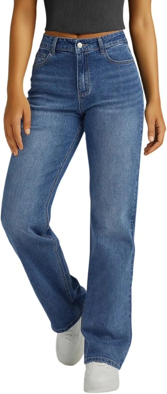 Джинсы для женщин High Waist Straight Wide Leg, свободные, с карманами
Джинсы для женщин High Waist Straight Wide Leg, свободные, с карманами