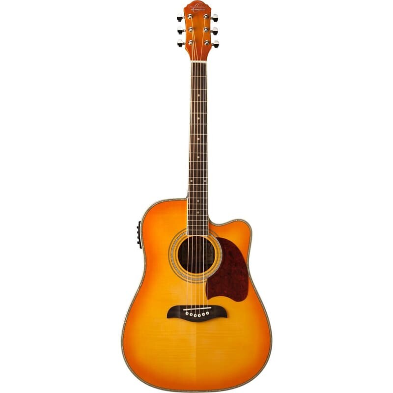 Акустическая гитара Oscar Schmidt OG2CEFYS Dreadnought Cutaway Acoustic Electric Guitar, Flame Yellow Sunburst
