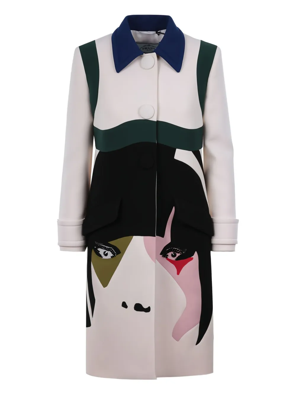 Однобортное пальто с лицевой интарсией Prada, нейтральный
Однобортное пальто с лицевой интарсией Prada, нейтральный