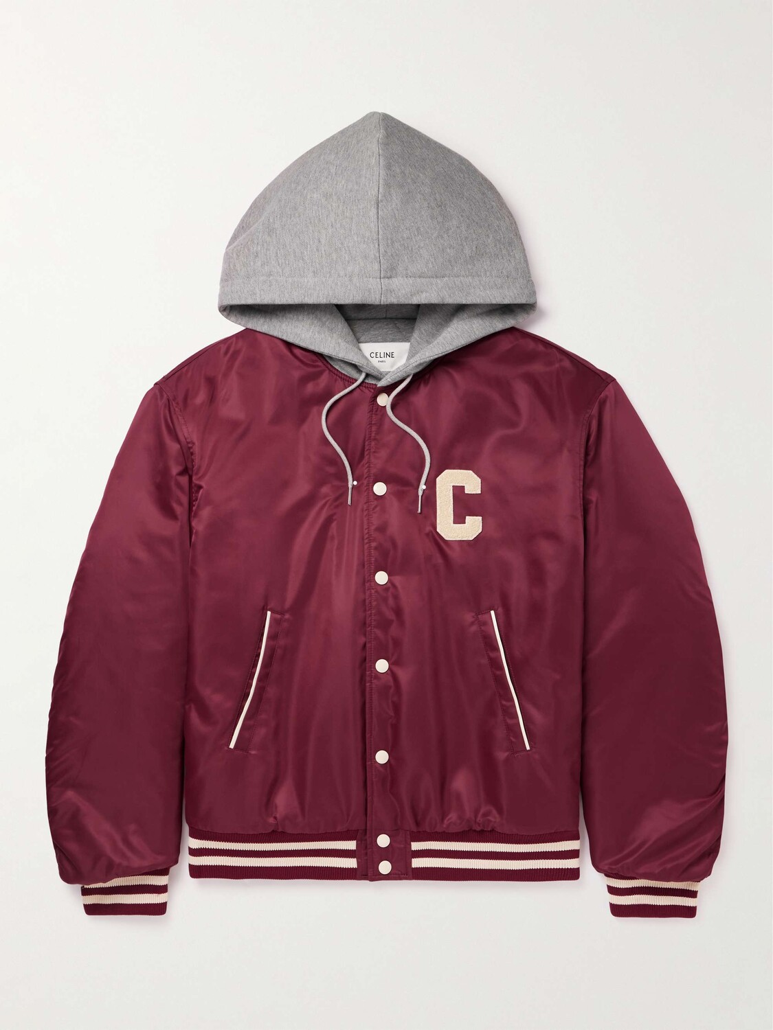 Утепленная университетская куртка с капюшоном и логотипом Celine Homme, красный
Утепленная университетская куртка с капюшоном и логотипом Celine Homme, красный