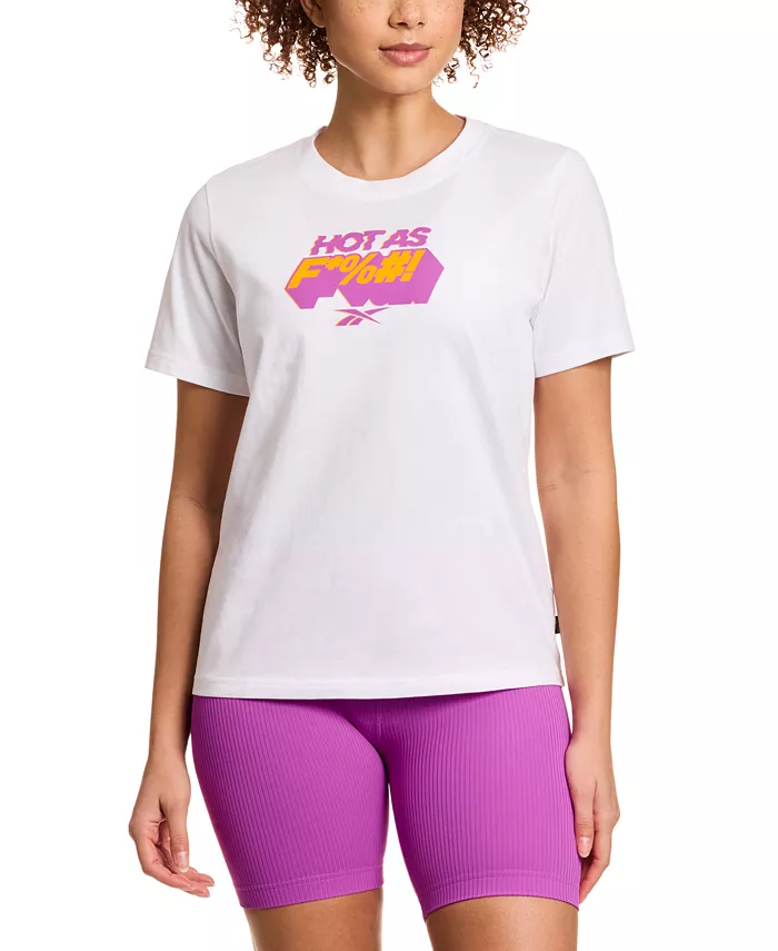 Женская хлопковая футболка с круглым вырезом и принтом логотипа Reebok, белый
Женская хлопковая футболка с круглым вырезом и принтом логотипа Reebok, белый