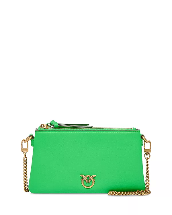 Кожаная мини-сумка через плечо из кожи цвета вителло. Pinko, зеленый
Кожаная мини-сумка через плечо из кожи цвета вителло. Pinko, зеленый