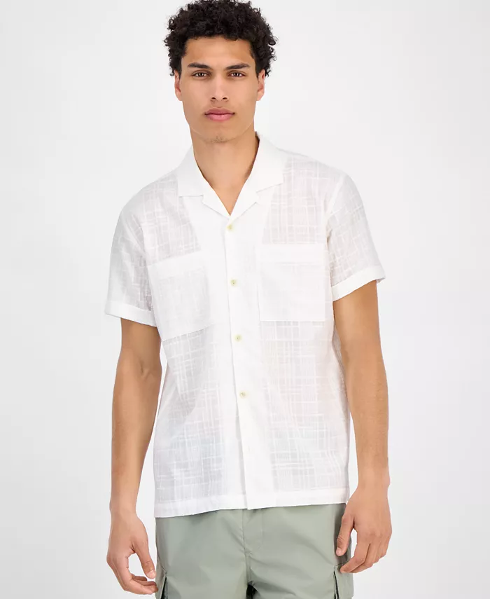 Мужская текстурированная рубашка с коротким рукавом Chase на пуговицах Sun + Stone, белый
Мужская текстурированная рубашка с коротким рукавом Chase на пуговицах Sun + Stone, белый