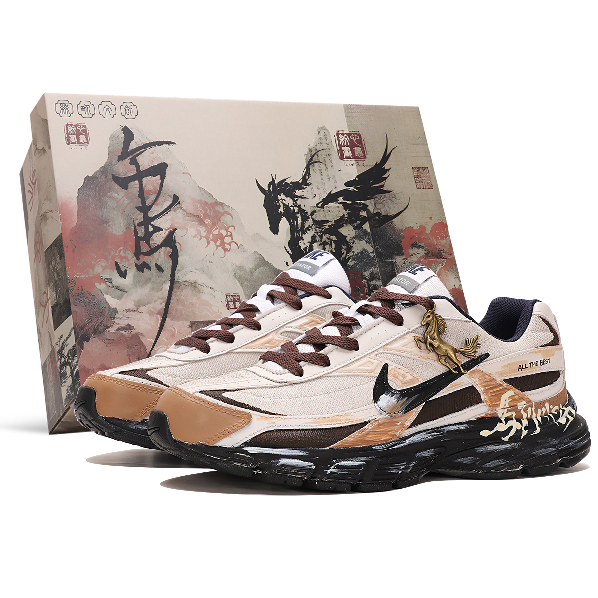 Nike Initiator Abrasion Resistant Low top Бежево-черные кроссовки для мужчин
Nike Initiator Abrasion Resistant Low top Бежево-черные кроссовки для мужчин