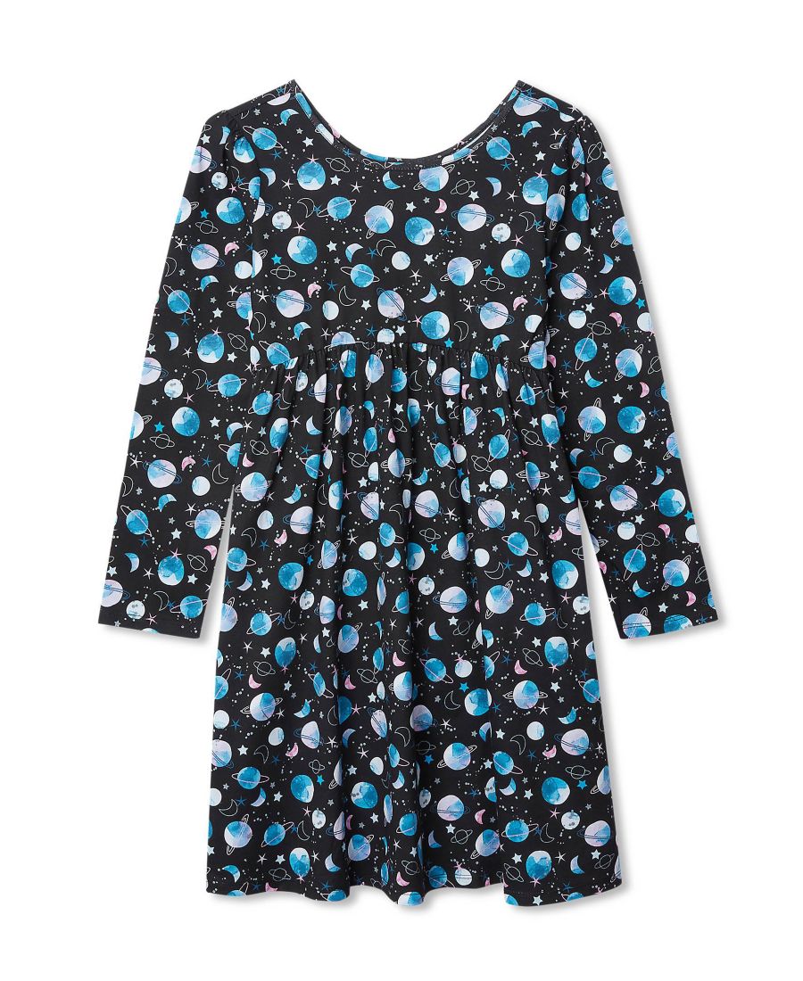 Детское трикотажное платье с длинными рукавами и присборенной талией Lands' End, Black watercolor planets
Детское трикотажное платье с длинными рукавами и присборенной талией Lands' End, Black watercolor planets