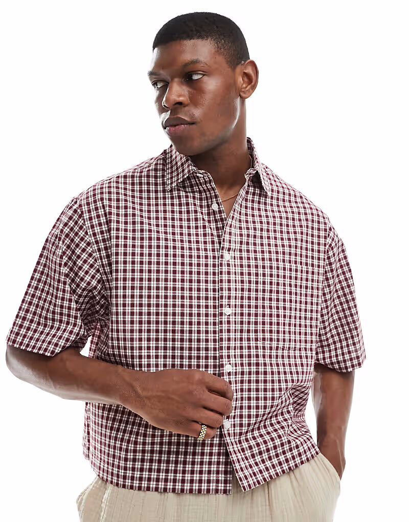 Укороченная рубашка свободного кроя ASOS DESIGN в бордовую клетку
Укороченная рубашка свободного кроя ASOS DESIGN в бордовую клетку