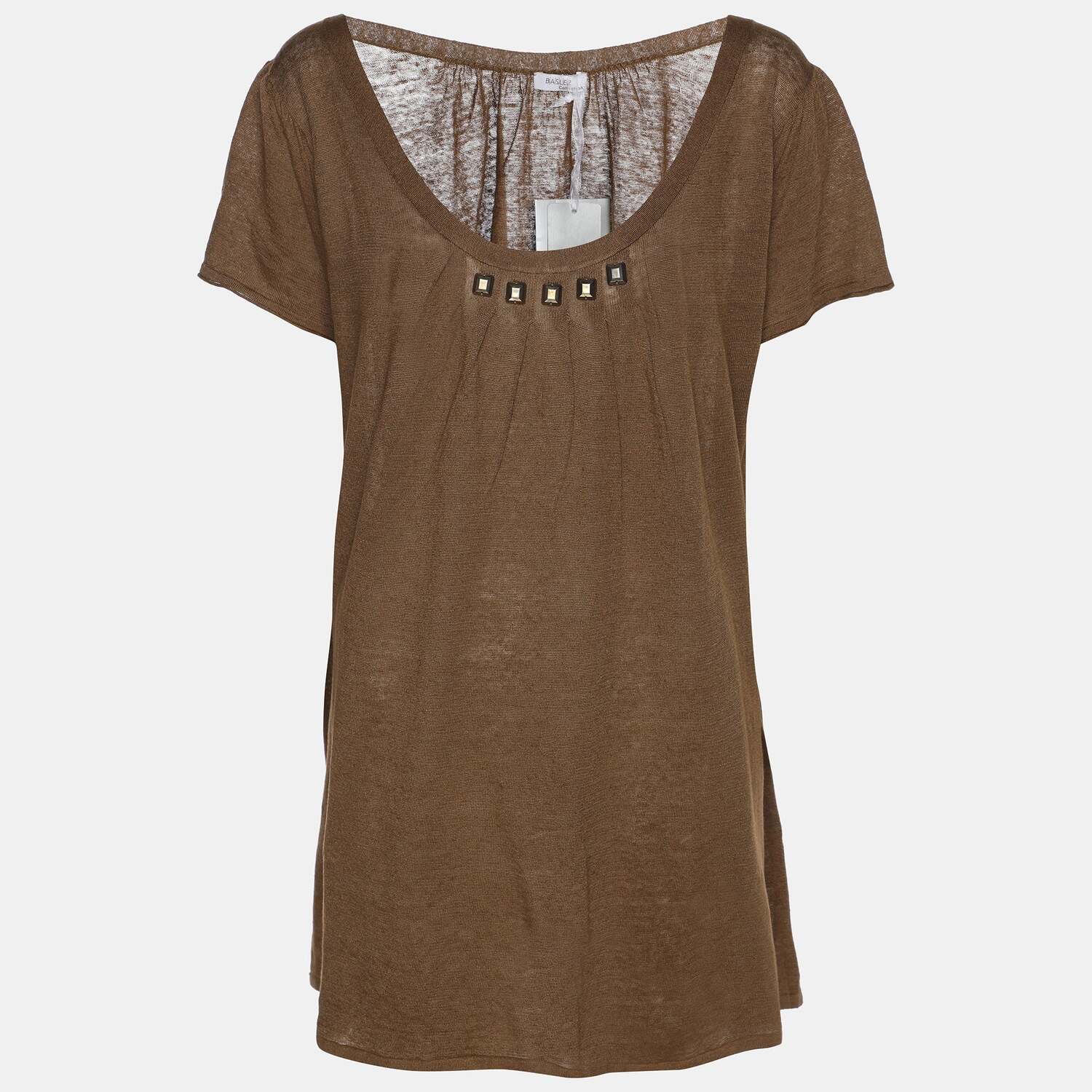 Топ Basler из эластичного трикотажа коричневого цвета в стиле гламур-рок с декоративной отделкой
Топ Basler из эластичного трикотажа коричневого цвета в стиле гламур-рок с декоративной отделкой