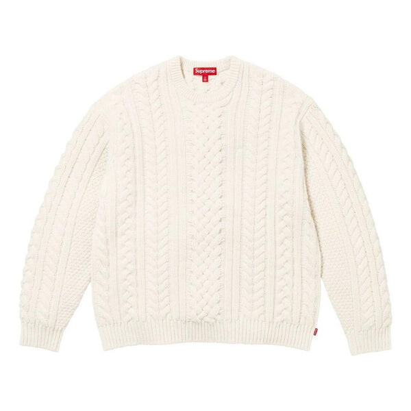 Свитер applique cable knit sweater 'white' Supreme, белый 
Свитер applique cable knit sweater 'white' Supreme, белый
