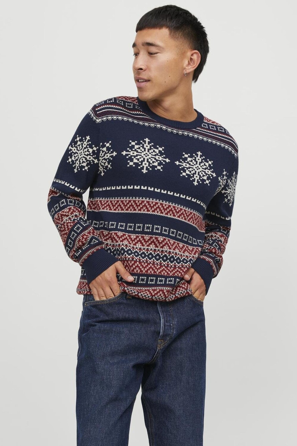 Рождественский вязаный джемпер с круглым вырезом в стиле фэйр айл Jack & Jones, синий
Рождественский вязаный джемпер с круглым вырезом в стиле фэйр айл Jack & Jones, синий