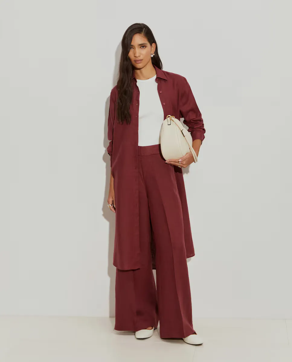 Женские льняные брюки широкого кроя с высокой талией Lion of Porches, бордовый
Женские льняные брюки широкого кроя с высокой талией Lion of Porches, бордовый