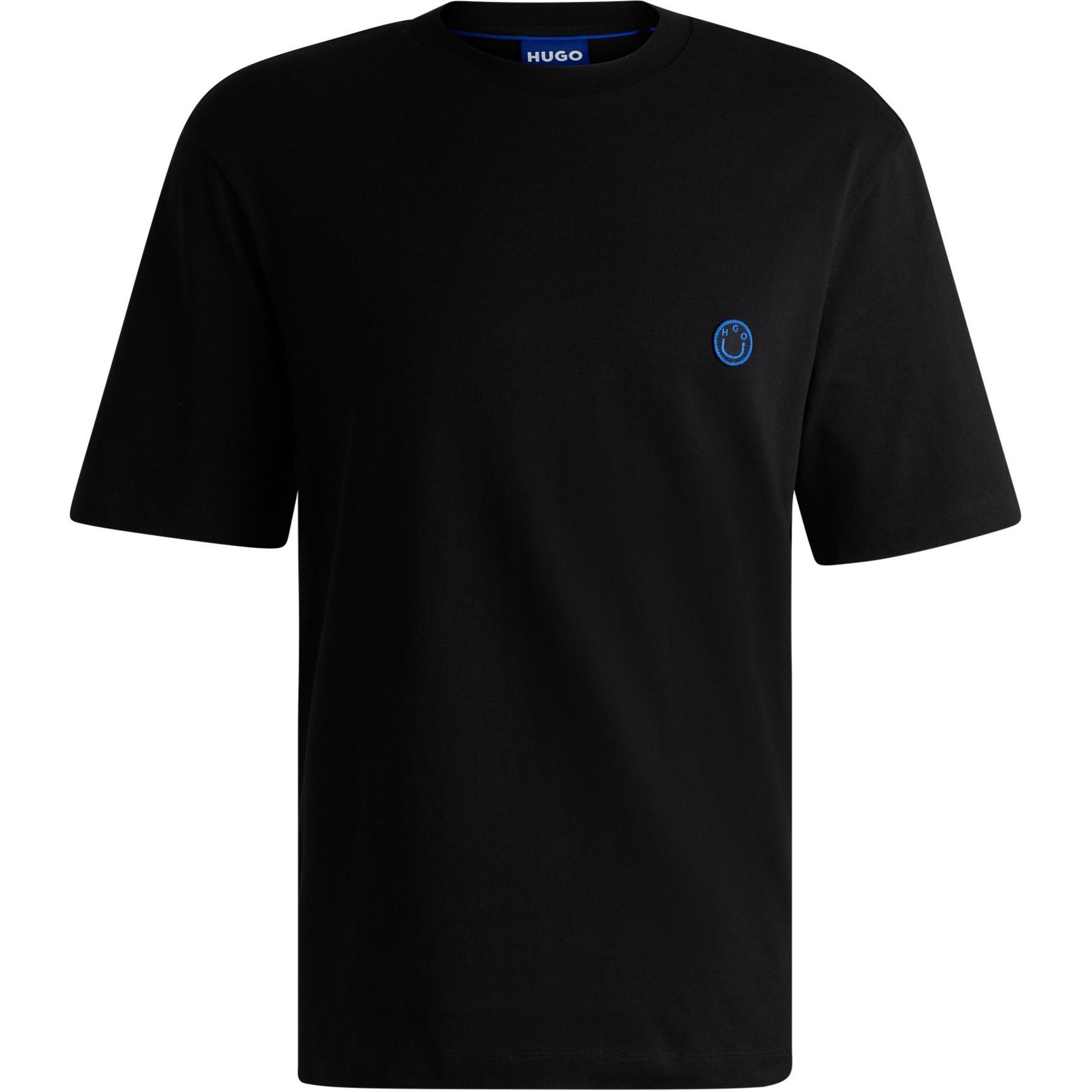 Футболка с аппликацией логотипа HUGO BOSS, черная 
Футболка с аппликацией логотипа HUGO BOSS, черная