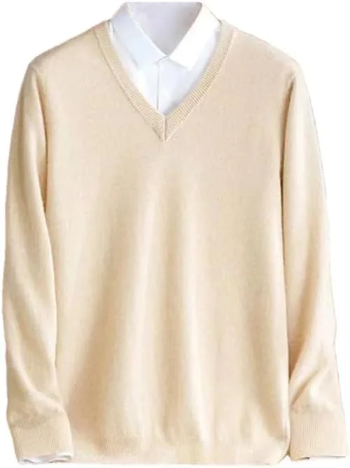 Мужской вязаный свитер с V-образным вырезом
Мужской вязаный свитер с V-образным вырезом