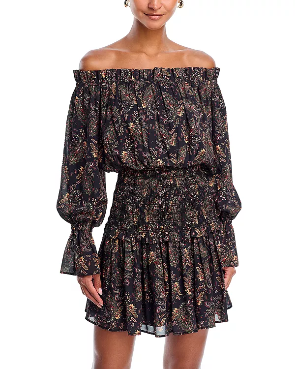 Мини-Платье с открытыми плечами и сборками - эксклюзив Aqua, черный
Мини-Платье с открытыми плечами и сборками - эксклюзив Aqua, черный