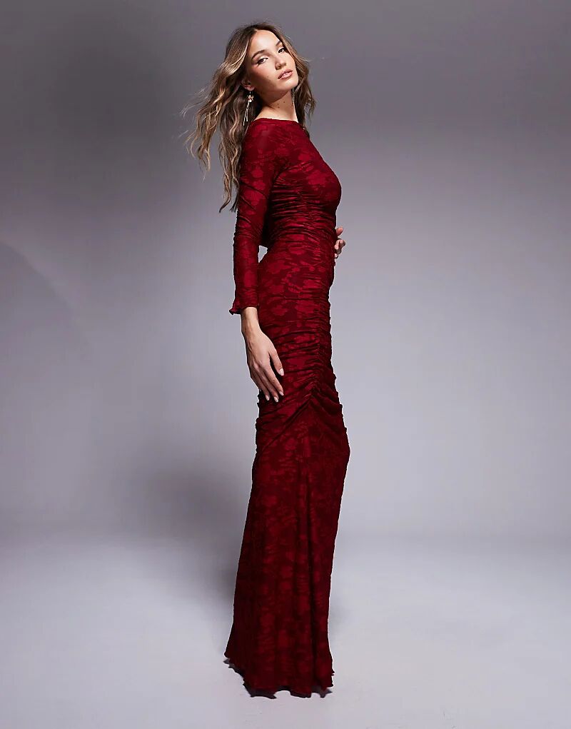 Макси-платье с длинными рукавами и сборками devore в винном цвете ASOS DESIGN
Макси-платье с длинными рукавами и сборками devore в винном цвете ASOS DESIGN