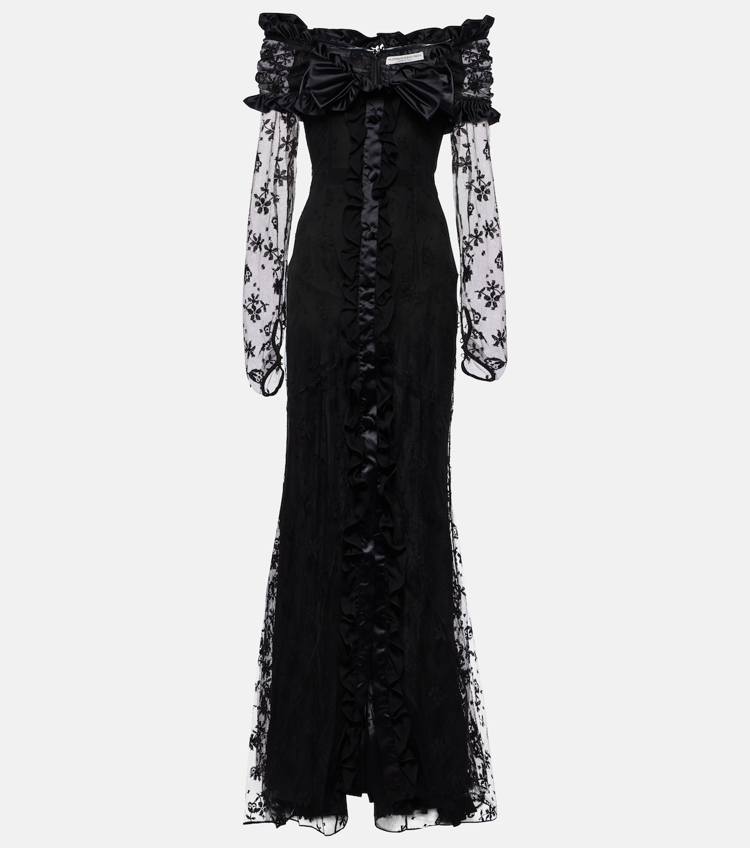 Кружевное платье с открытыми плечами и оборками, украшенное бантом Alessandra Rich, черный
Кружевное платье с открытыми плечами и оборками, украшенное бантом Alessandra Rich, черный