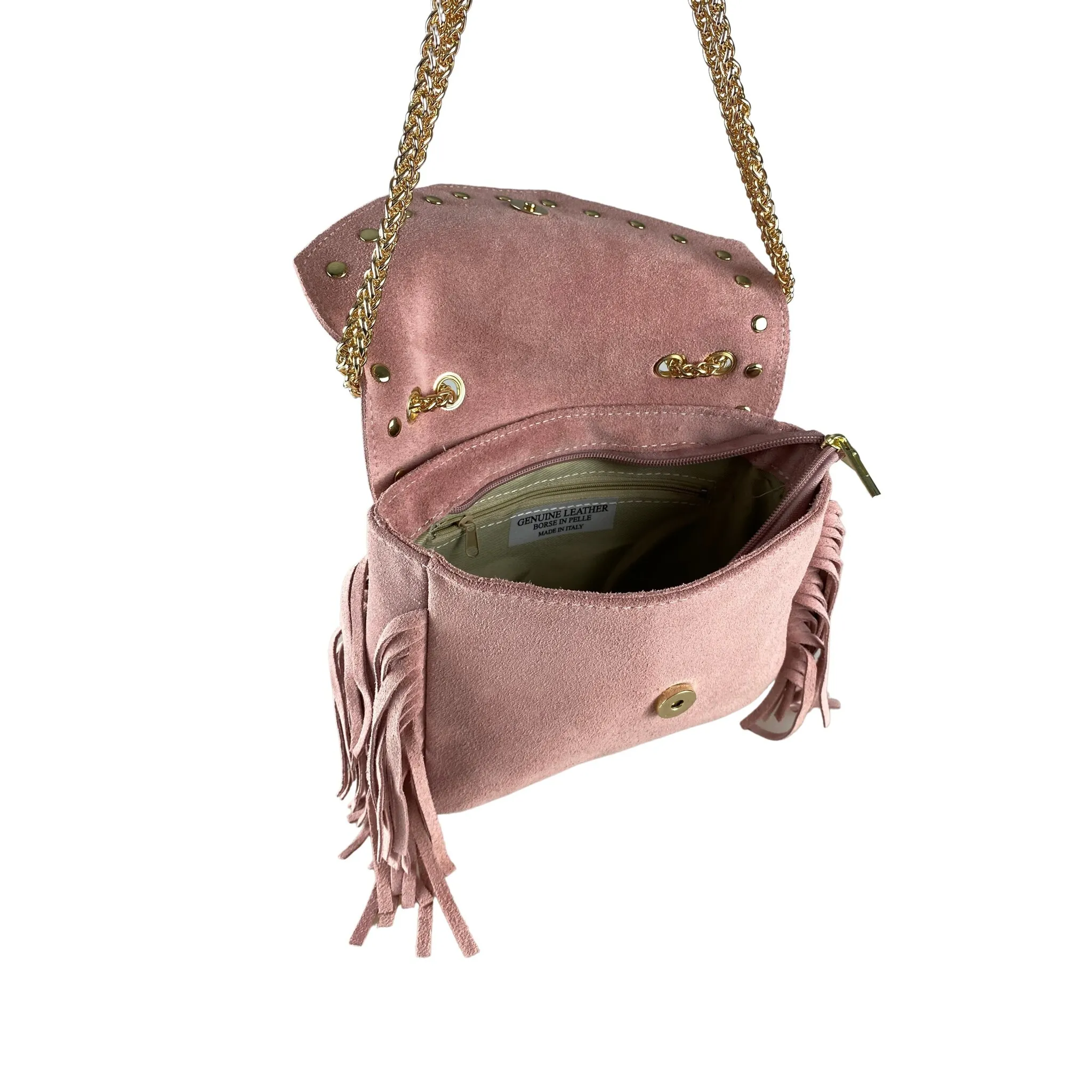 Сумка через плечо COLLEZIONE ALESSANDRO "Mini-Jesse" из замши с бахромой, розовый 
Сумка через плечо COLLEZIONE ALESSANDRO "Mini-Jesse" из замши с бахромой, розовый