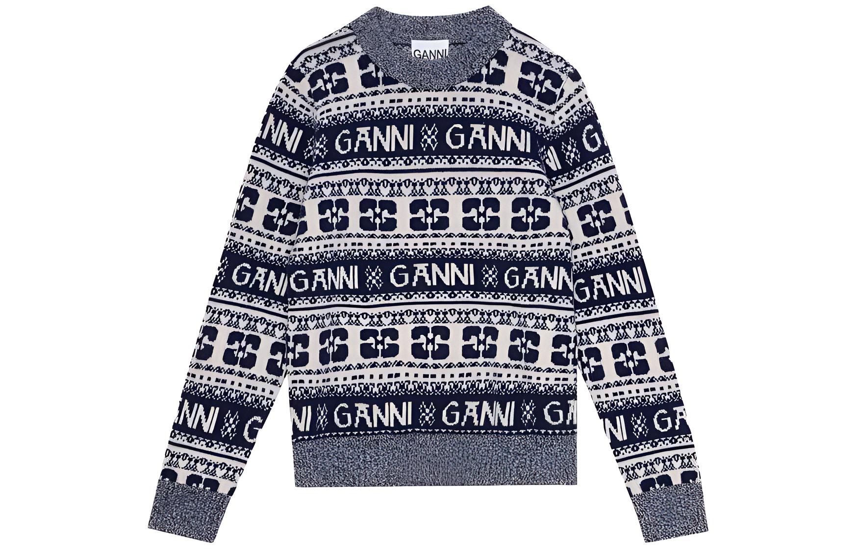 Джемпер с интарсией GANNI, темно-синий 
Джемпер с интарсией GANNI, темно-синий