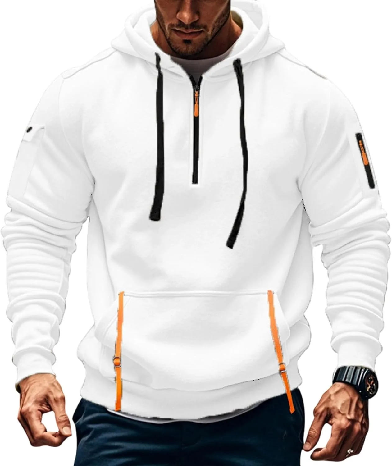 Мужской худи Casual Loose с четвертью молнии и карманами
Мужской худи Casual Loose с четвертью молнии и карманами