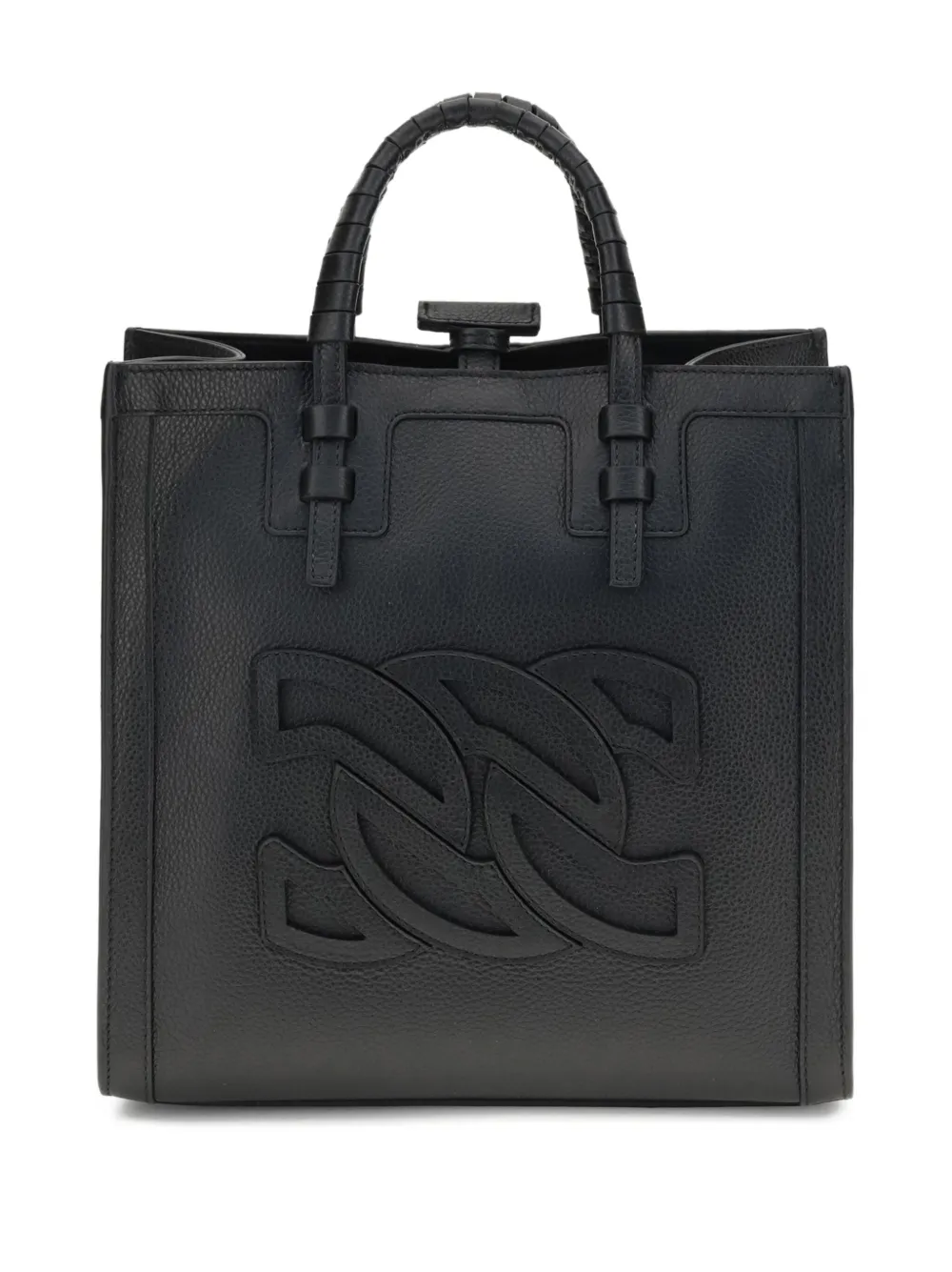 Сумка-шоппер с плетеной ручкой и тисненым логотипом Casadei, черный
Сумка-шоппер с плетеной ручкой и тисненым логотипом Casadei, черный