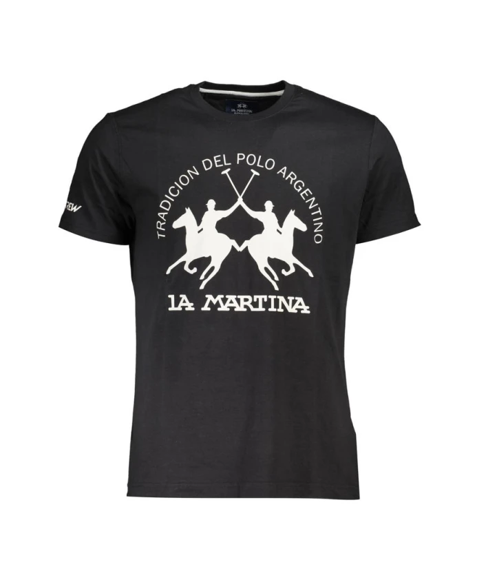 Черная хлопковая мужская футболка La Martina, черный
Черная хлопковая мужская футболка La Martina, черный