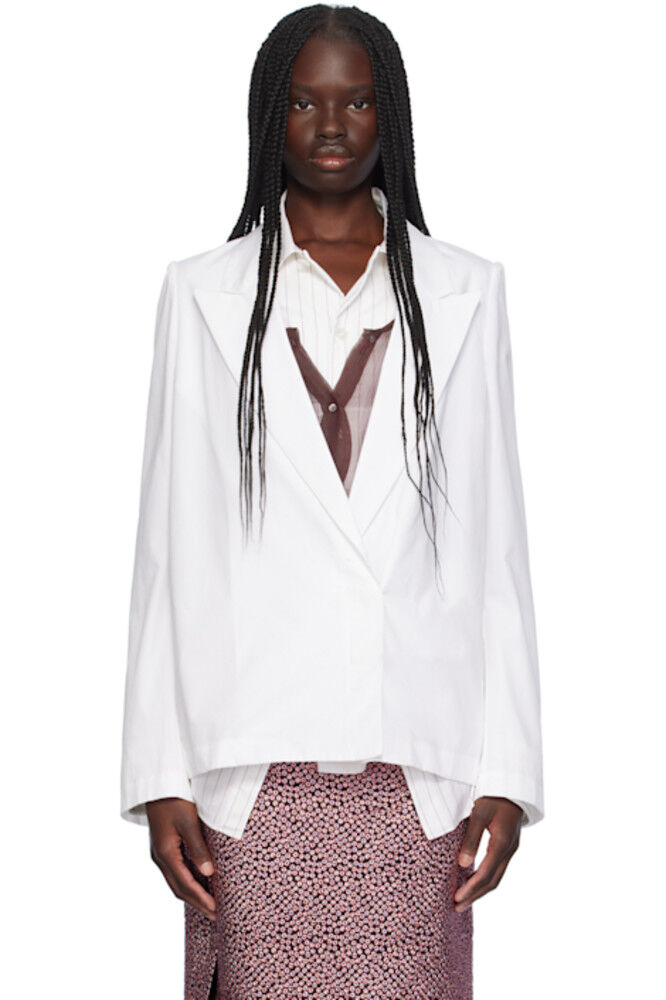 Белая хлопковая рубашка-блейзер Dries Van Noten
Белая хлопковая рубашка-блейзер Dries Van Noten