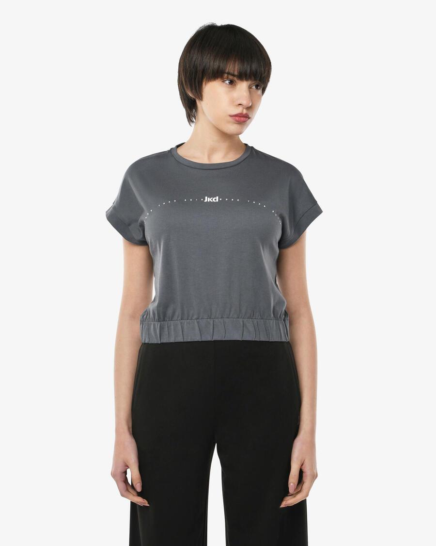 JAKED Темно-серая синтетическая фитнес-футболка для женщин
JAKED Темно-серая синтетическая фитнес-футболка для женщин