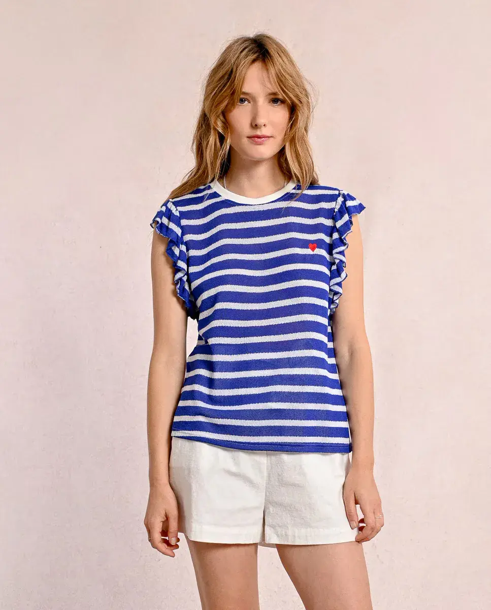 Женская футболка в полоску с вырезом в виде сердца Molly Bracken, синий
Женская футболка в полоску с вырезом в виде сердца Molly Bracken, синий