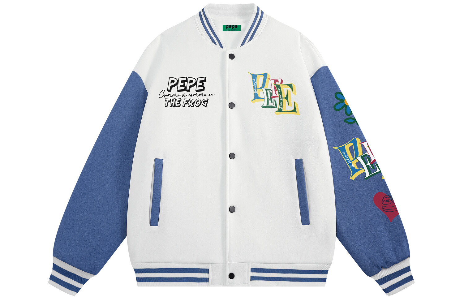 Бейсбольная куртка унисекс Pepe the Frog, Черный
Бейсбольная куртка унисекс Pepe the Frog, Черный