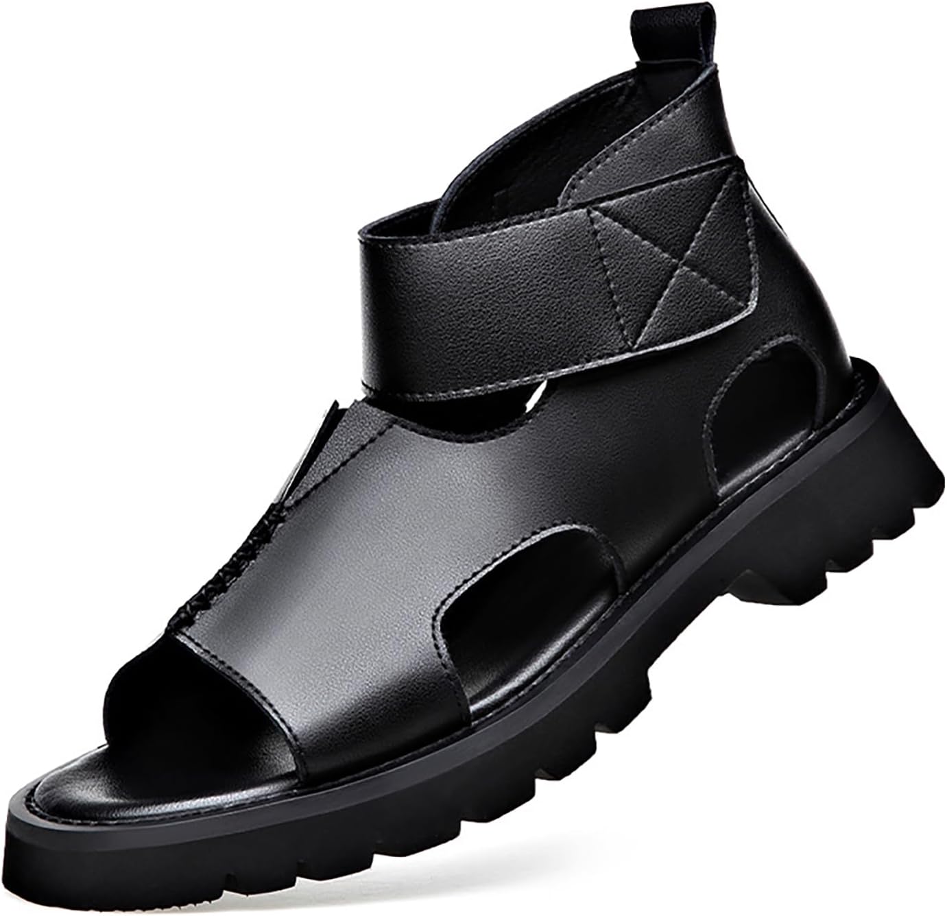 Мужские сандалии с высокой подошвой из натуральной кожи, открытый носок, платформа, модные с застежкой-липучкой, с вырезом у пальцев, римские сандалии с отверстиями, летние наружные повседневные нескользящие пляжные сандалии Rynkoma, черный
Мужские сандалии с высокой подошвой из натуральной кожи, открытый носок, платформа, модные с застежкой-липучкой, с вырезом у пальцев, римские сандалии с отверстиями, летние наружные повседневные нескользящие пляжные сандалии Rynkoma, черный