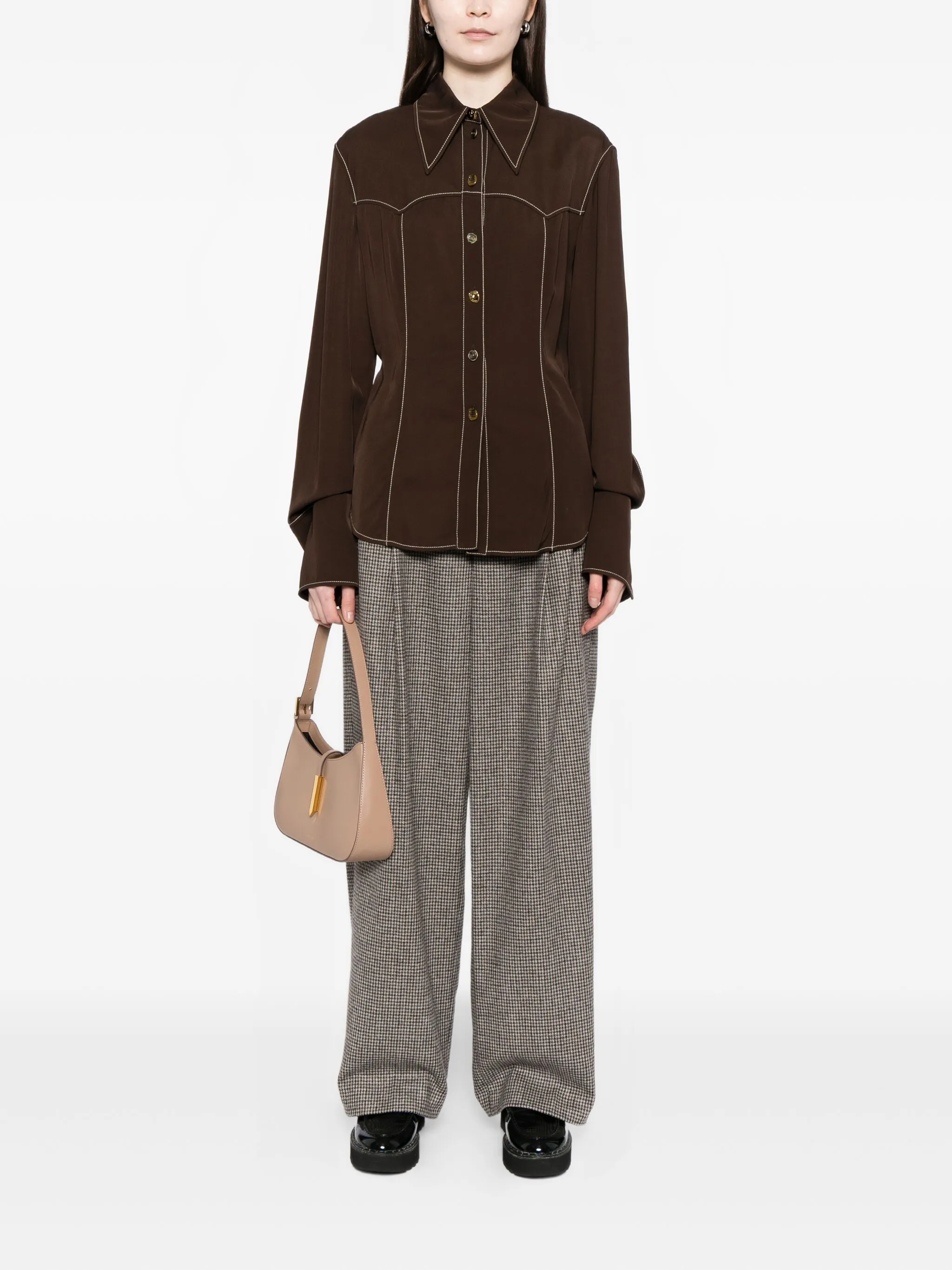 Брюки в ломаную клетку Vince, коричневый
Брюки в ломаную клетку Vince, коричневый