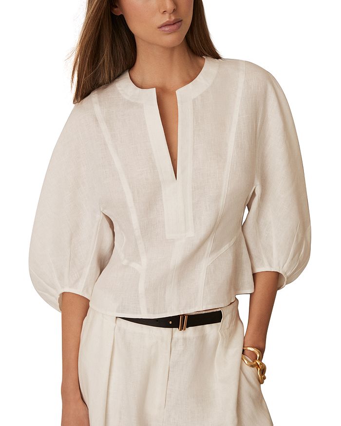 Реми Льняная Блузка REISS, слоновая кость/кремовый 
Реми Льняная Блузка REISS, слоновая кость/кремовый