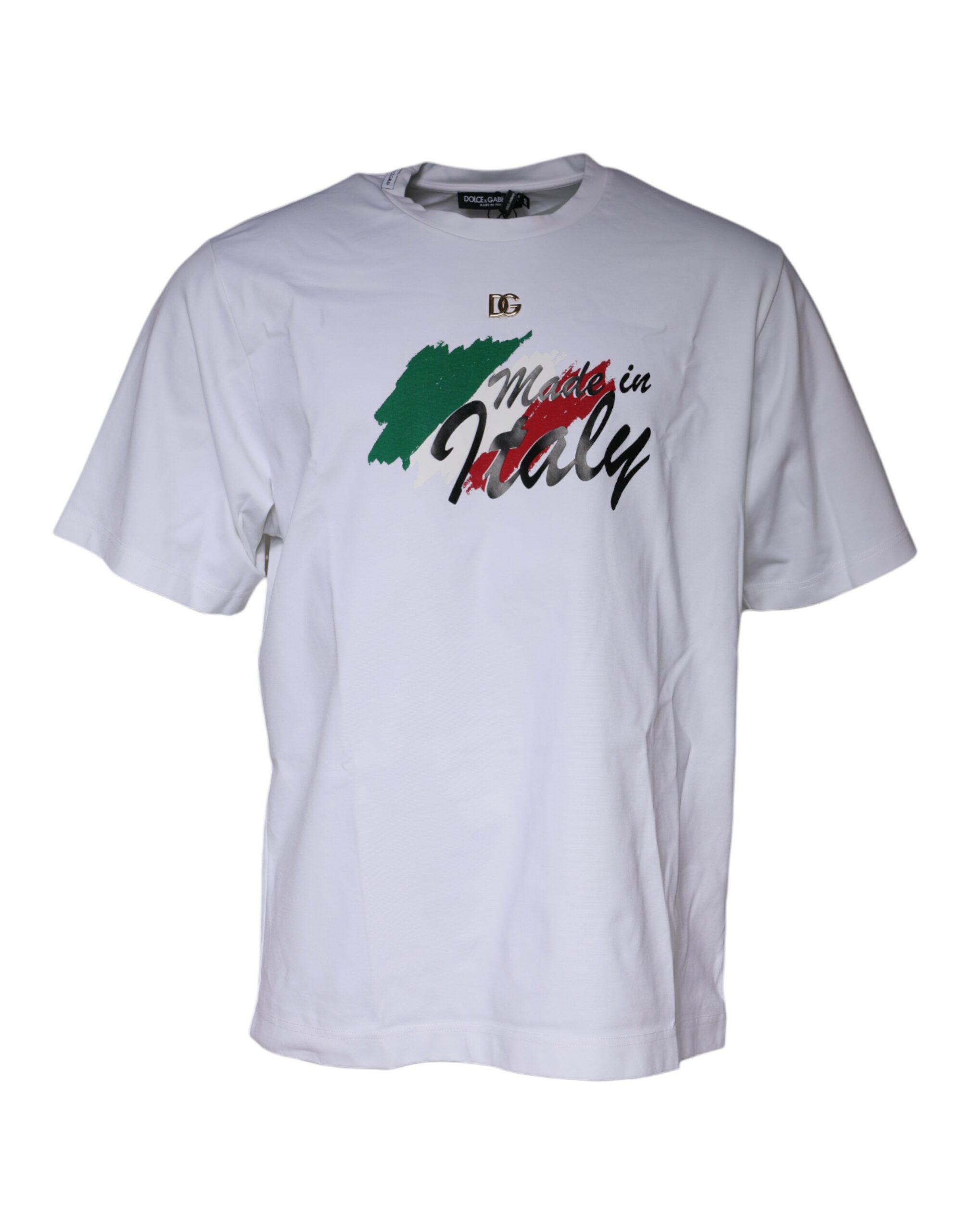 Белая хлопковая футболка с графическим принтом и круглым вырезом Dolce & Gabbana, белый
Белая хлопковая футболка с графическим принтом и круглым вырезом Dolce & Gabbana, белый