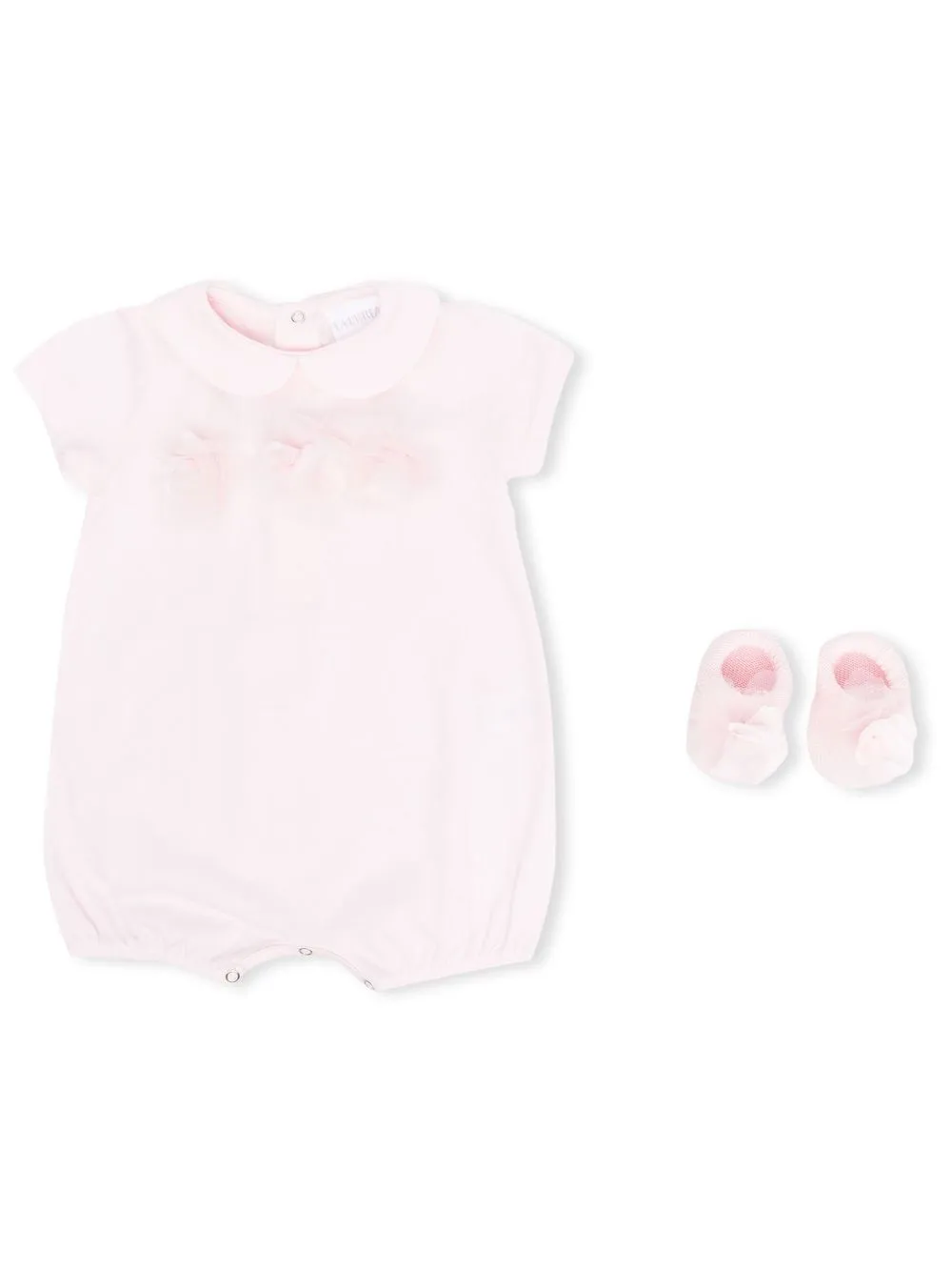 Комплект для новорожденного с цветочной аппликацией La Perla Kids, розовый
Комплект для новорожденного с цветочной аппликацией La Perla Kids, розовый