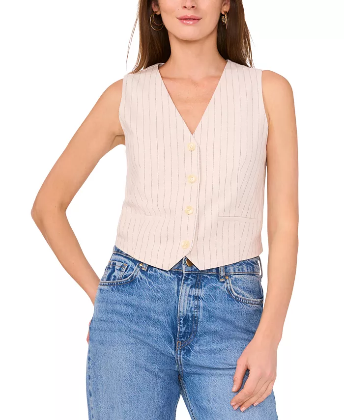 Женский жилет с V-образным вырезом в полоску Vince Camuto, коричневый/бежевый 
Женский жилет с V-образным вырезом в полоску Vince Camuto, коричневый/бежевый